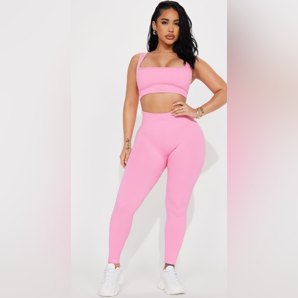 Fashion Nova Pink Ribbed Leggings